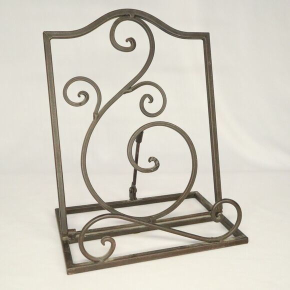 Metal Iron Cookbook Easel Stand Display Foldable  Bronze Brown Finish 15"x9.5" - Picture 1 of 11
